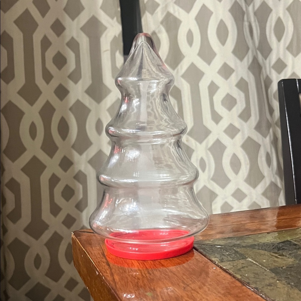 Clear Glass Christmas Tree with Red Base